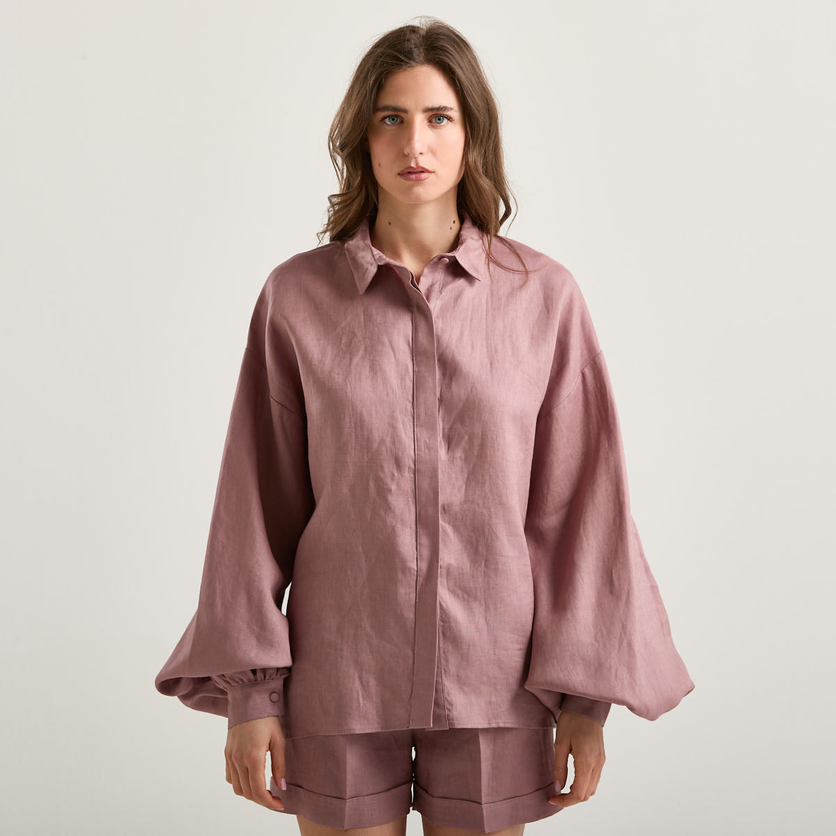 Actualee camicia in tessuto vinaccia