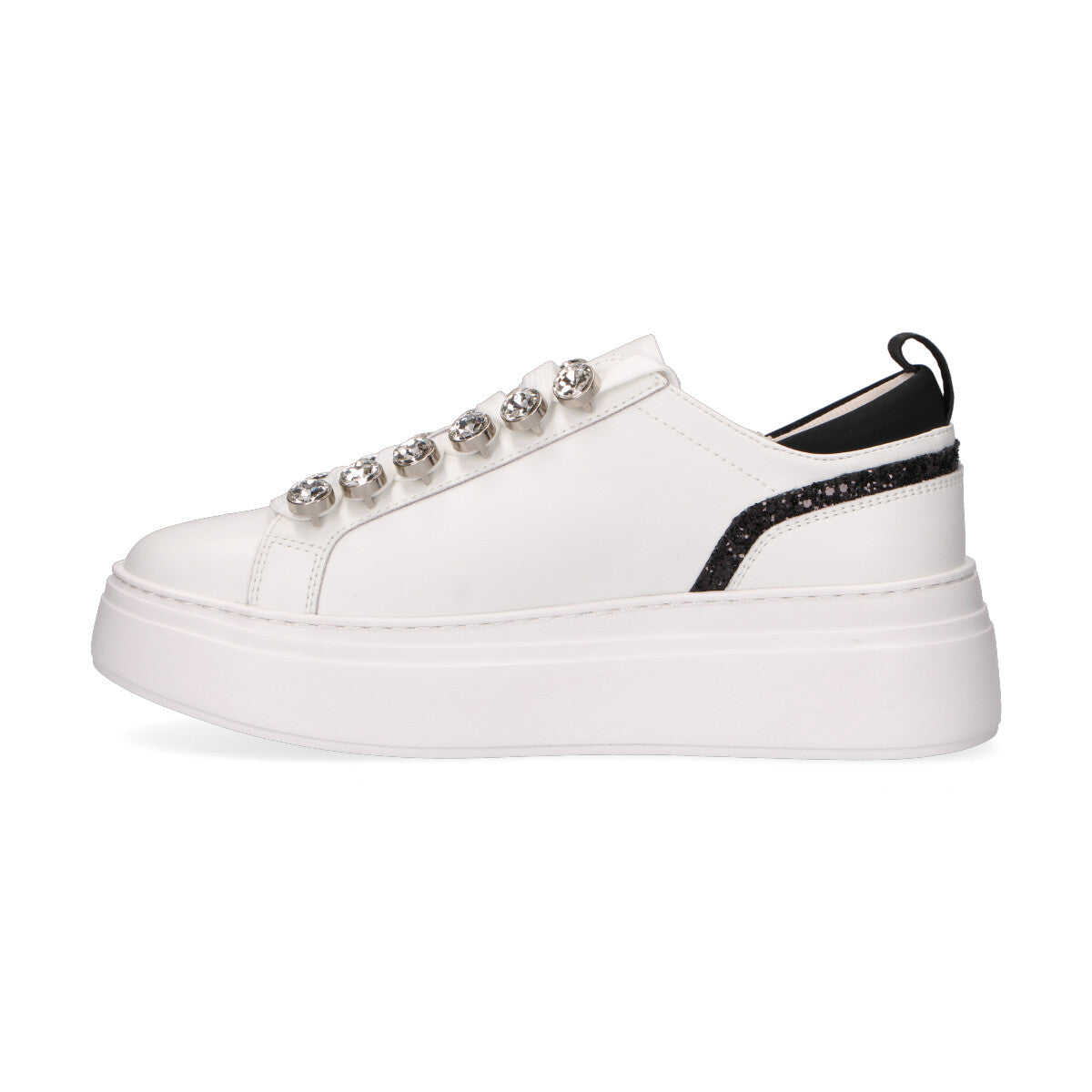 Emanuelle Vee sneakers in pelle bianca dettagli neri