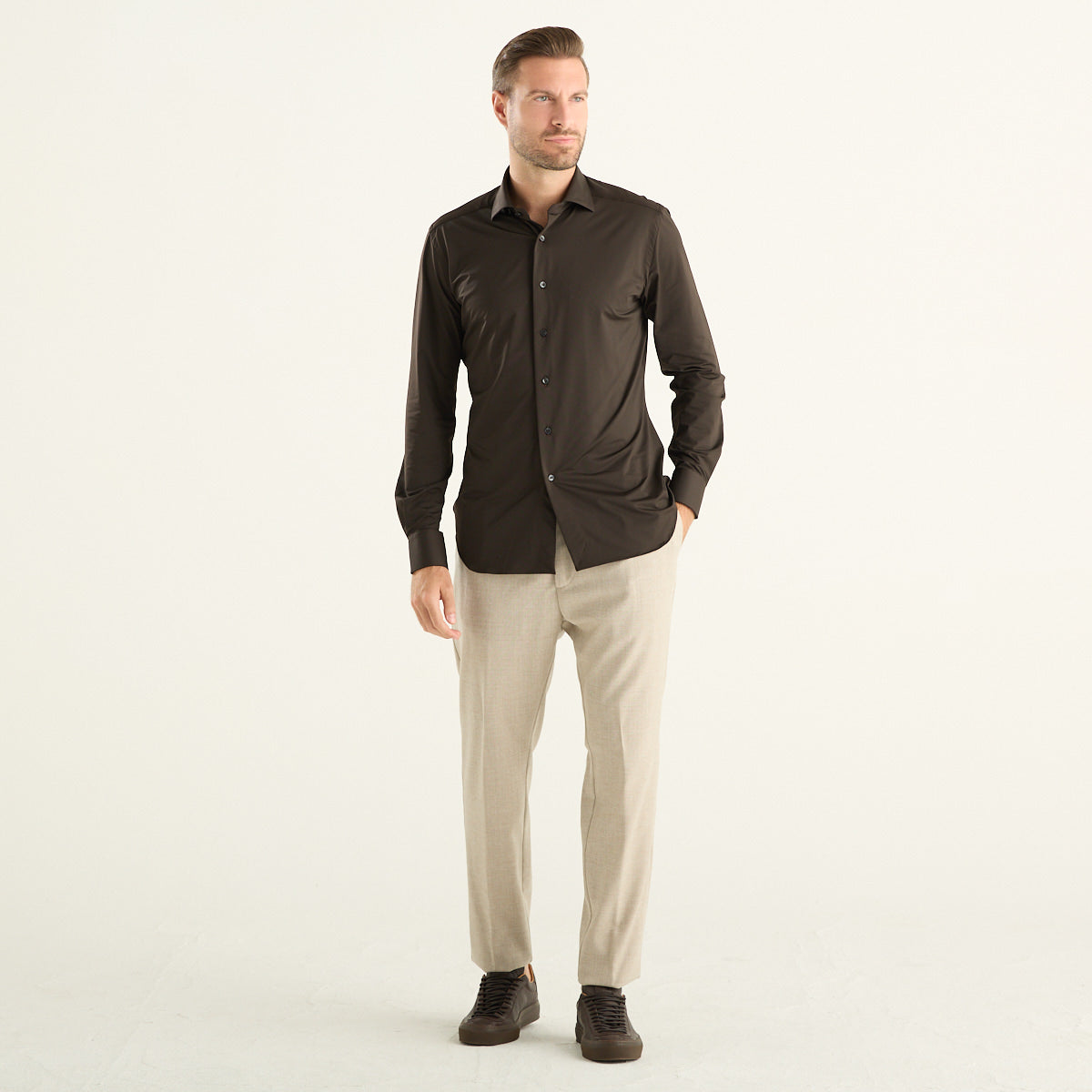 Xacus – Camicia uomo marrone scuro