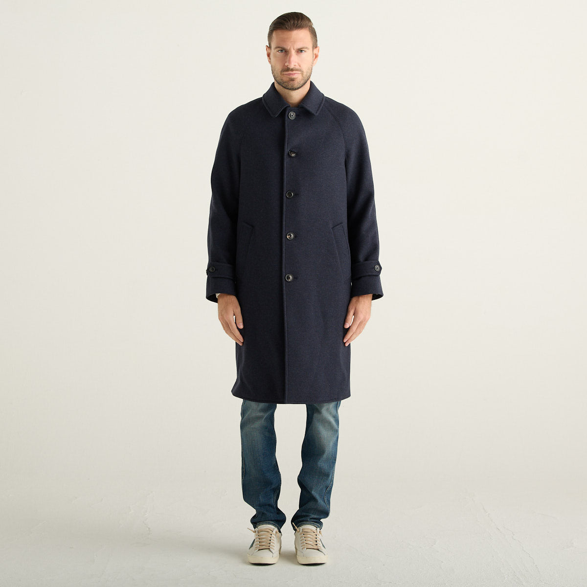 Circolo 1901 Cappotto Uomo Blu Navy Lungo con Bottoni e Colletto Classico