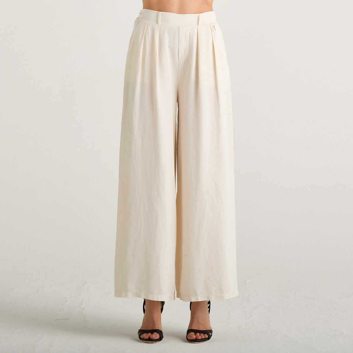 Relish pantalone a palazzo leggero tessuto avorio