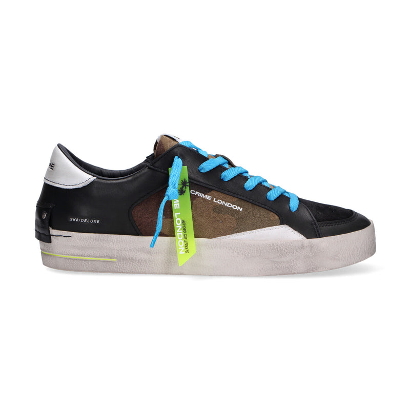 Crime London sneaker SK8 Deluxe nero verde camu