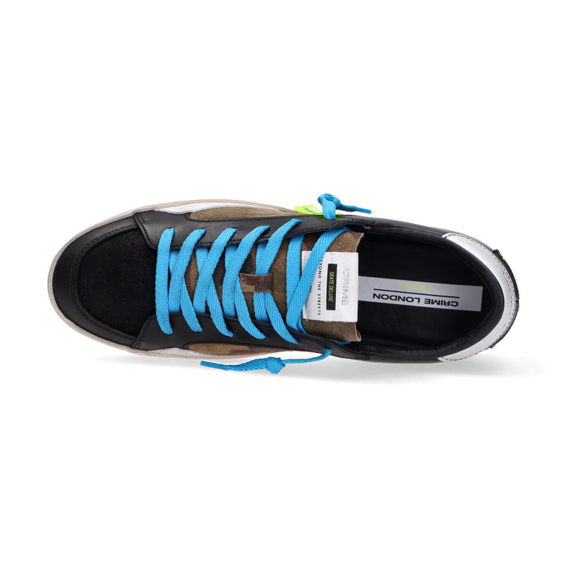 Crime London sneaker SK8 Deluxe nero verde camu