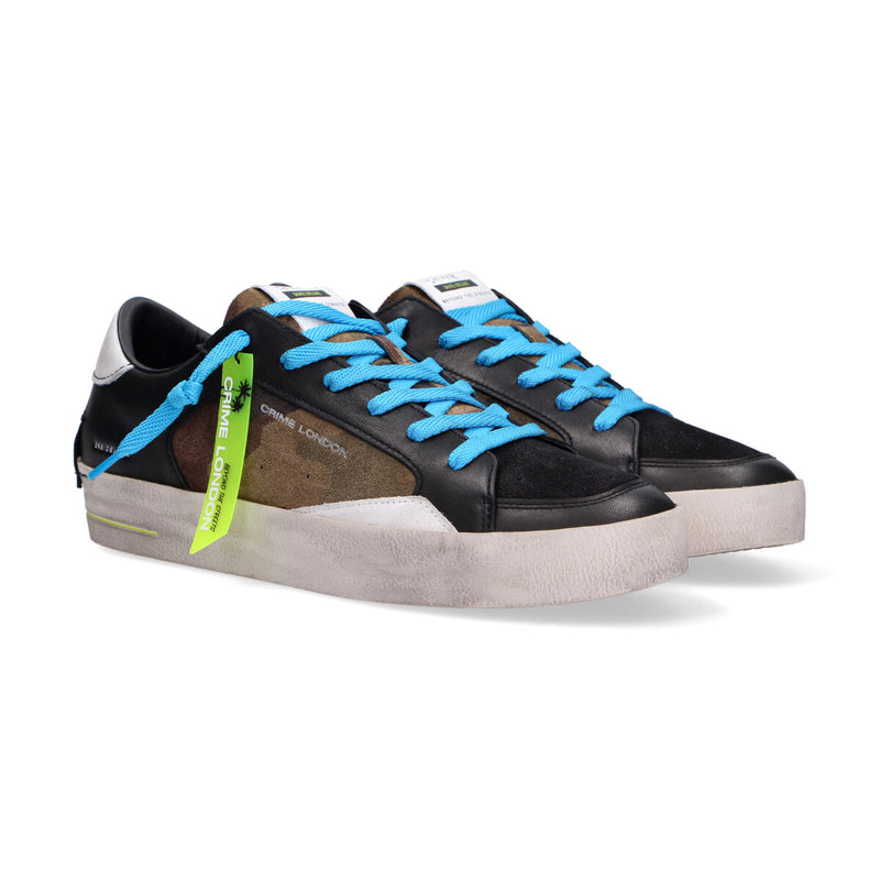 Crime London sneaker SK8 Deluxe nero verde camu