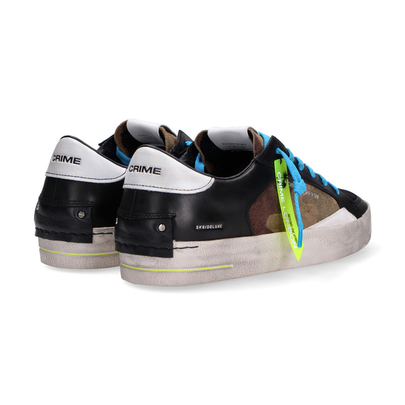 Crime London sneaker SK8 Deluxe nero verde camu