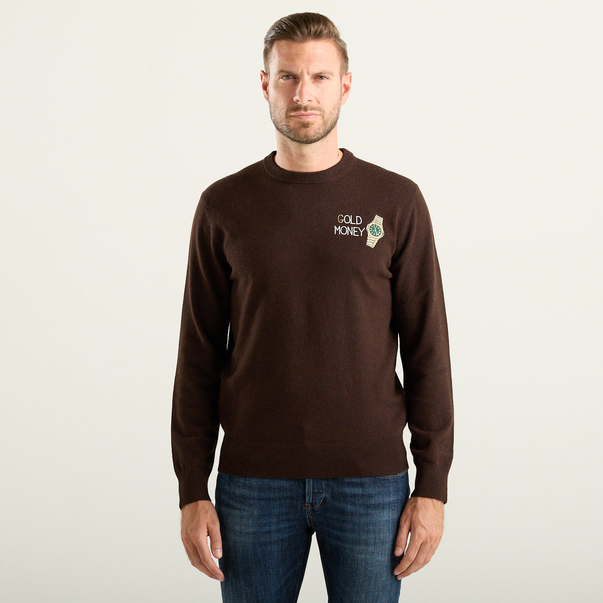 MC2 Saint Barth Heron Light Maglione Uomo Marrone Gold Money