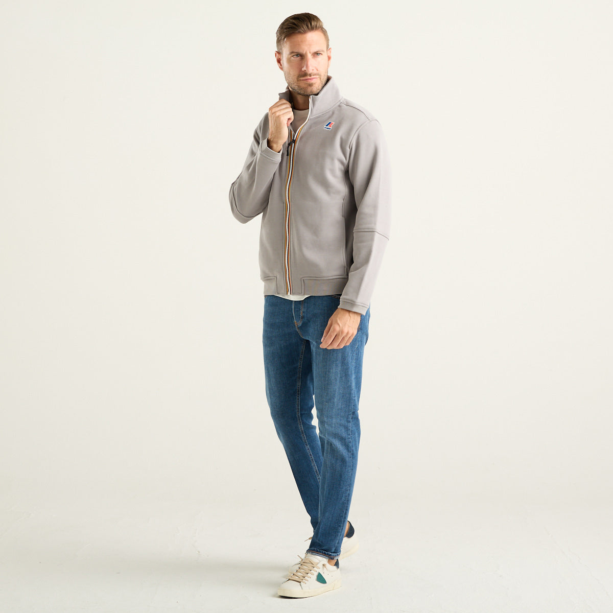 K-Way Pepin Brushed Felpa Uomo Full Zip Grigio Tortora