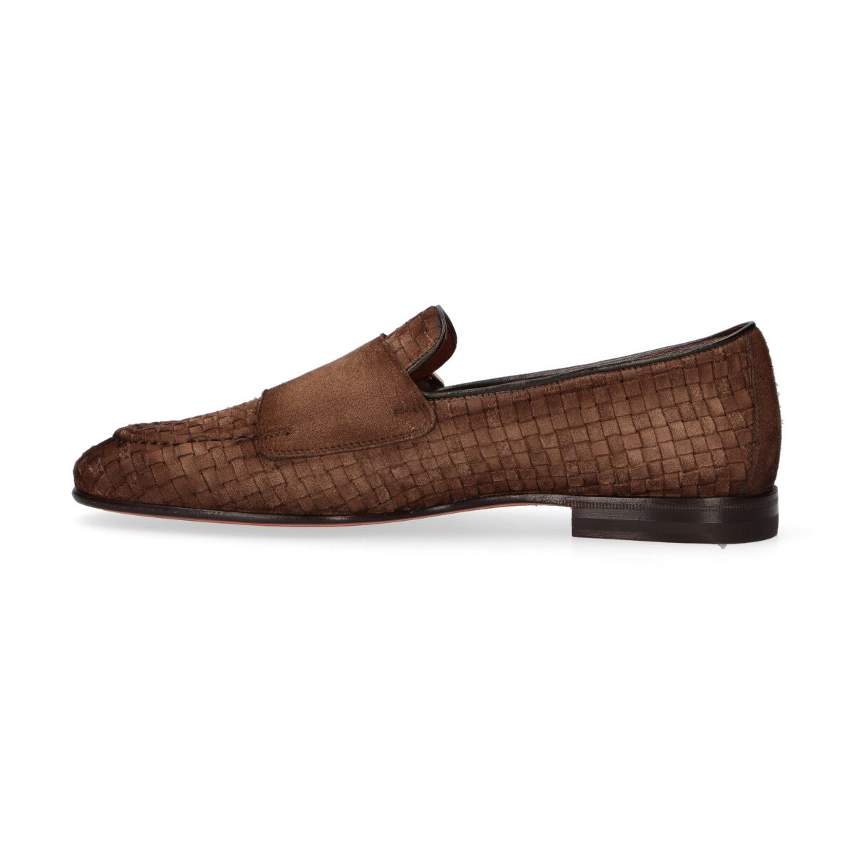 Santoni mocassino con fibbie in suede marrone