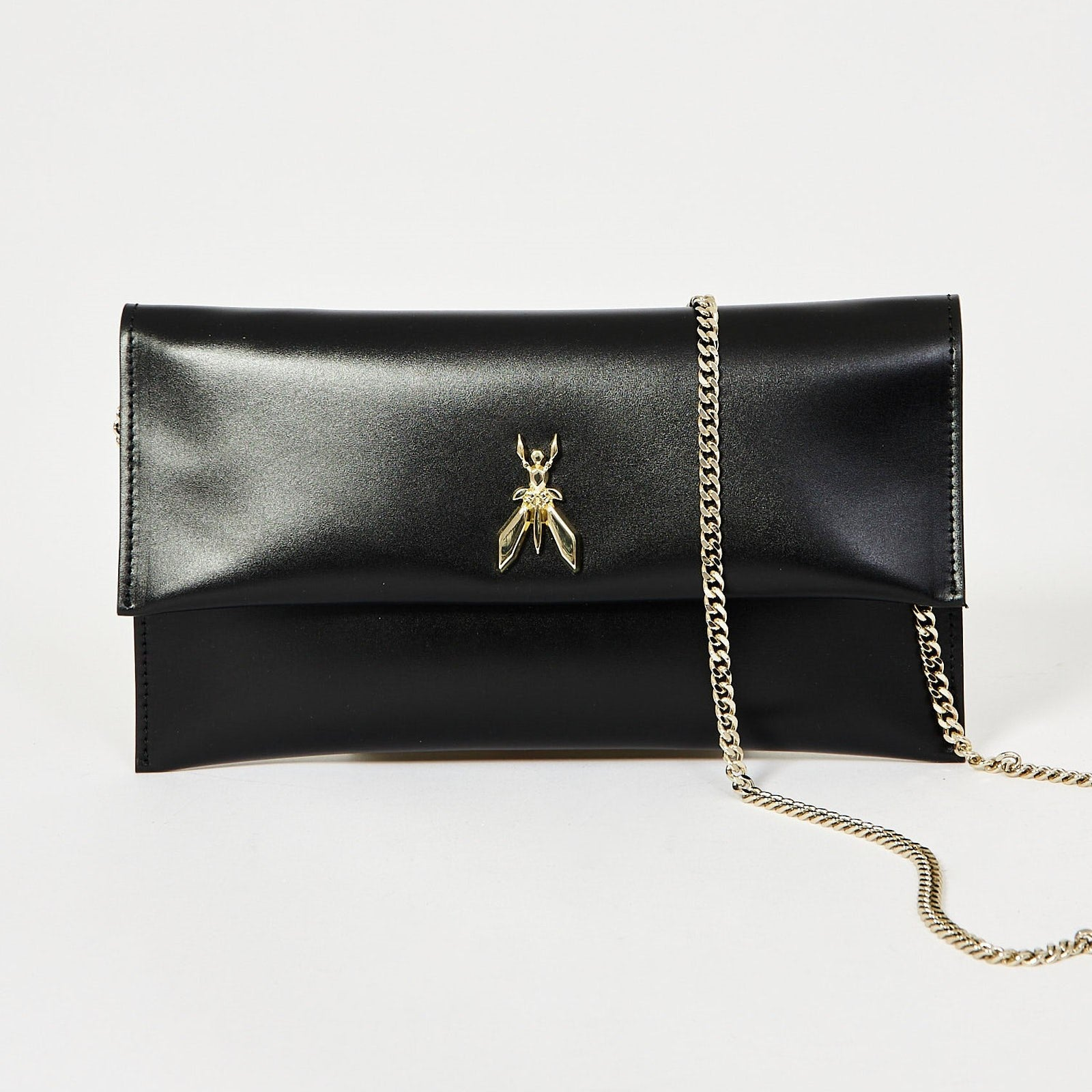 Patrizia Pepe pochette Fly nera logo dorato