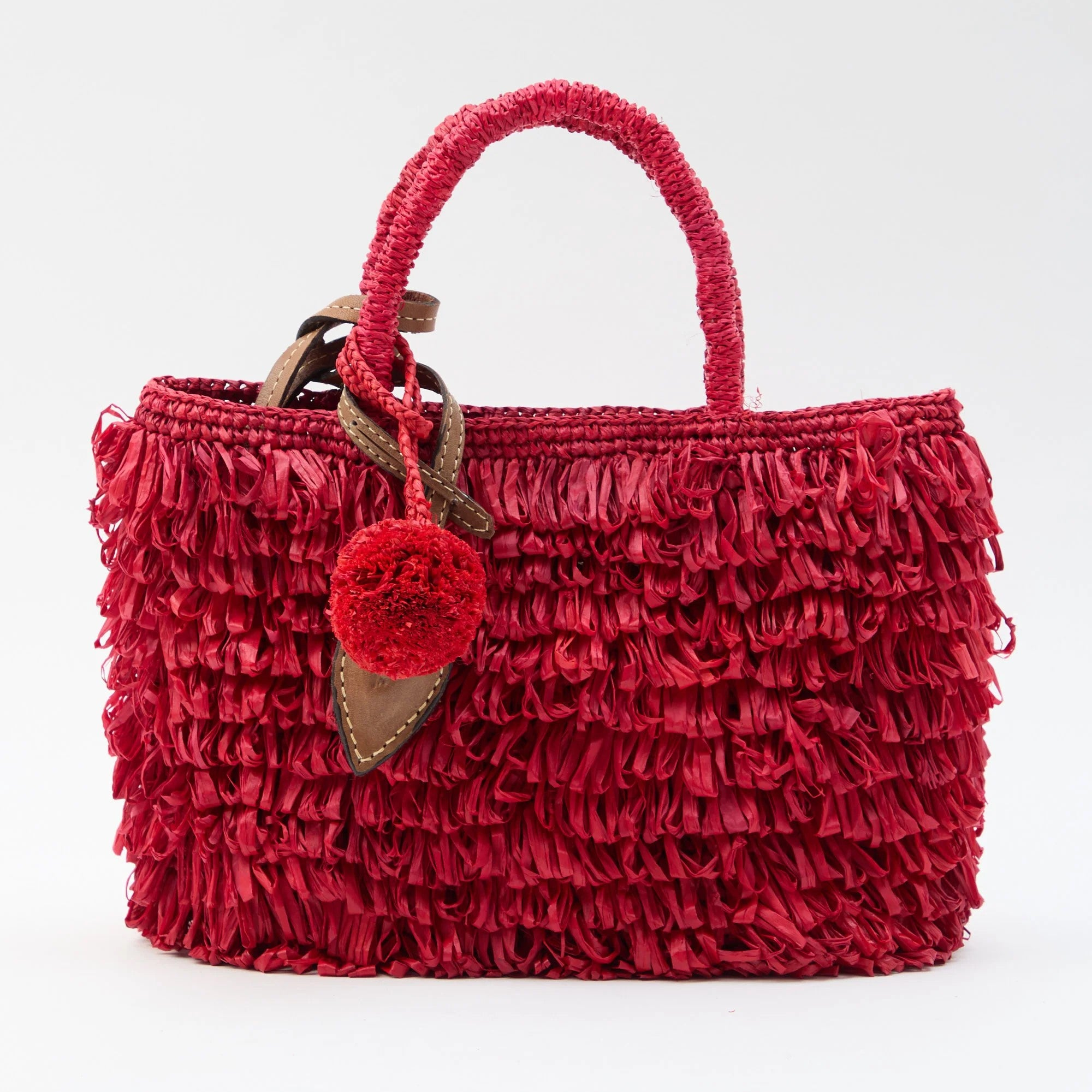 Afar borsa Keisha small in raffia rossa