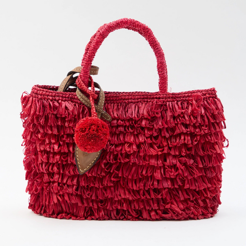 Afar borsa Keisha small in raffia rossa