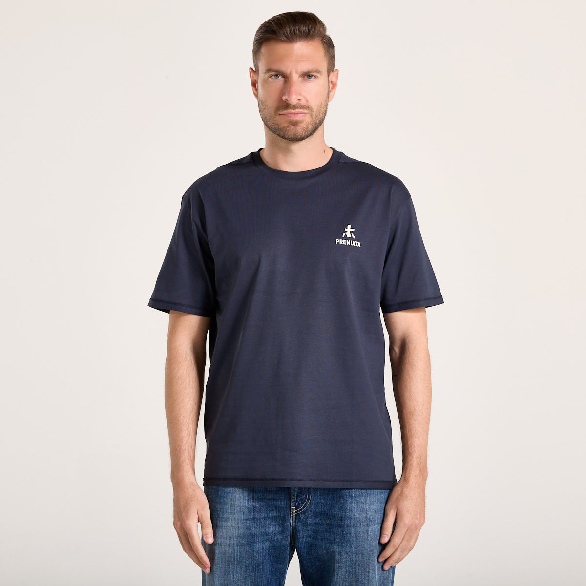 Premiata t-shirt girocollo in tessuto blu