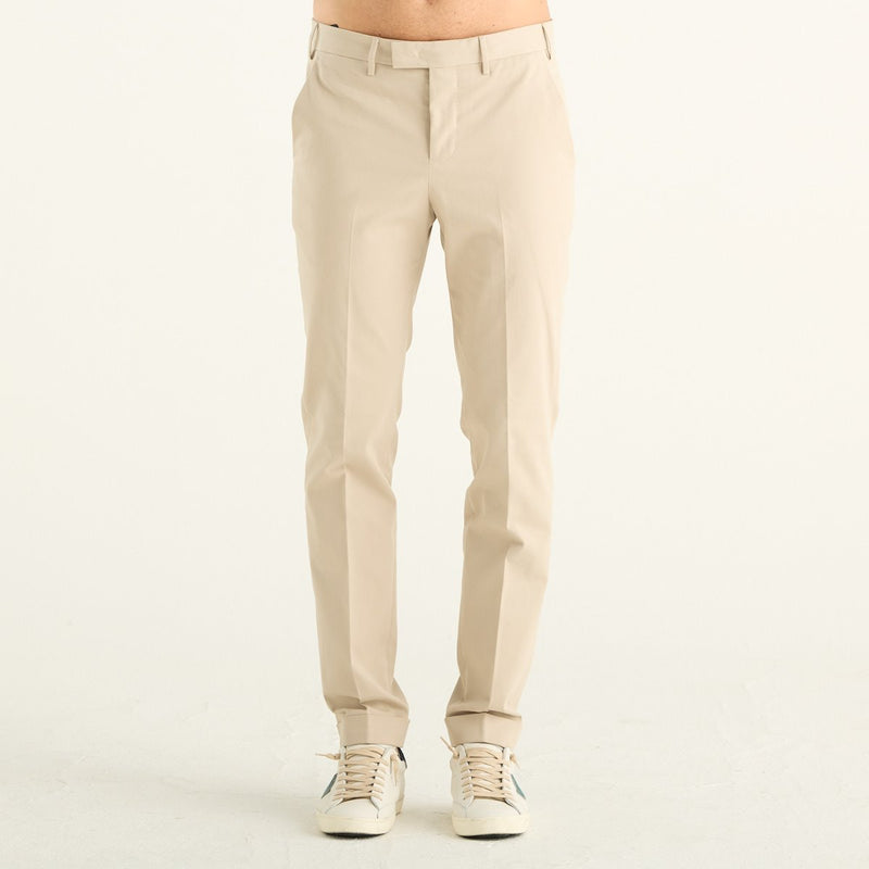PT Torino pantalone donna beige in cotone e cashmere con risvolto SD55-0030