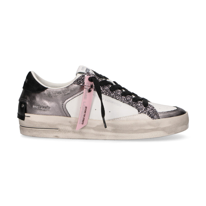 Crime London sneaker SK8 Deluxe glitter grigi