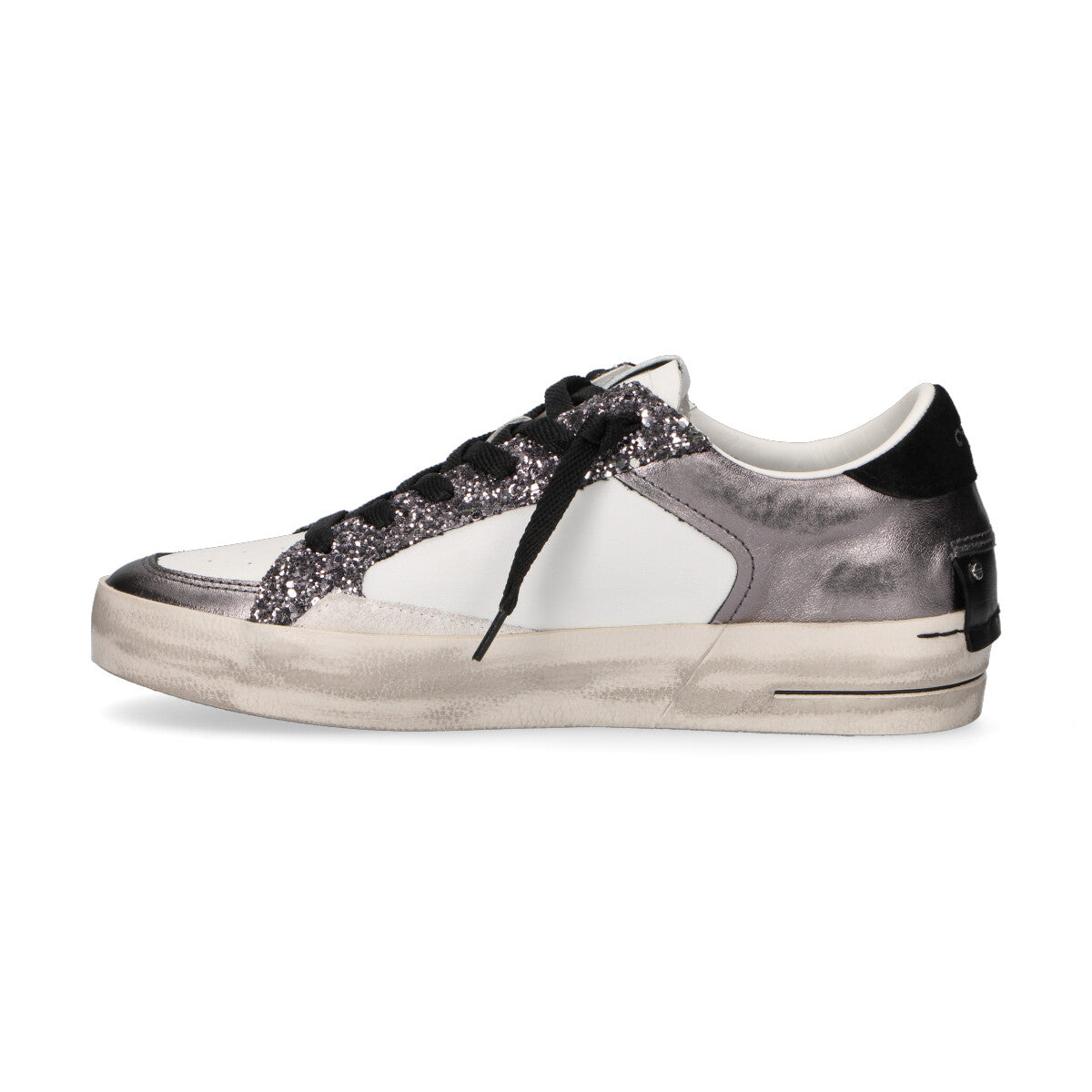 Crime London sneaker SK8 Deluxe glitter grigi