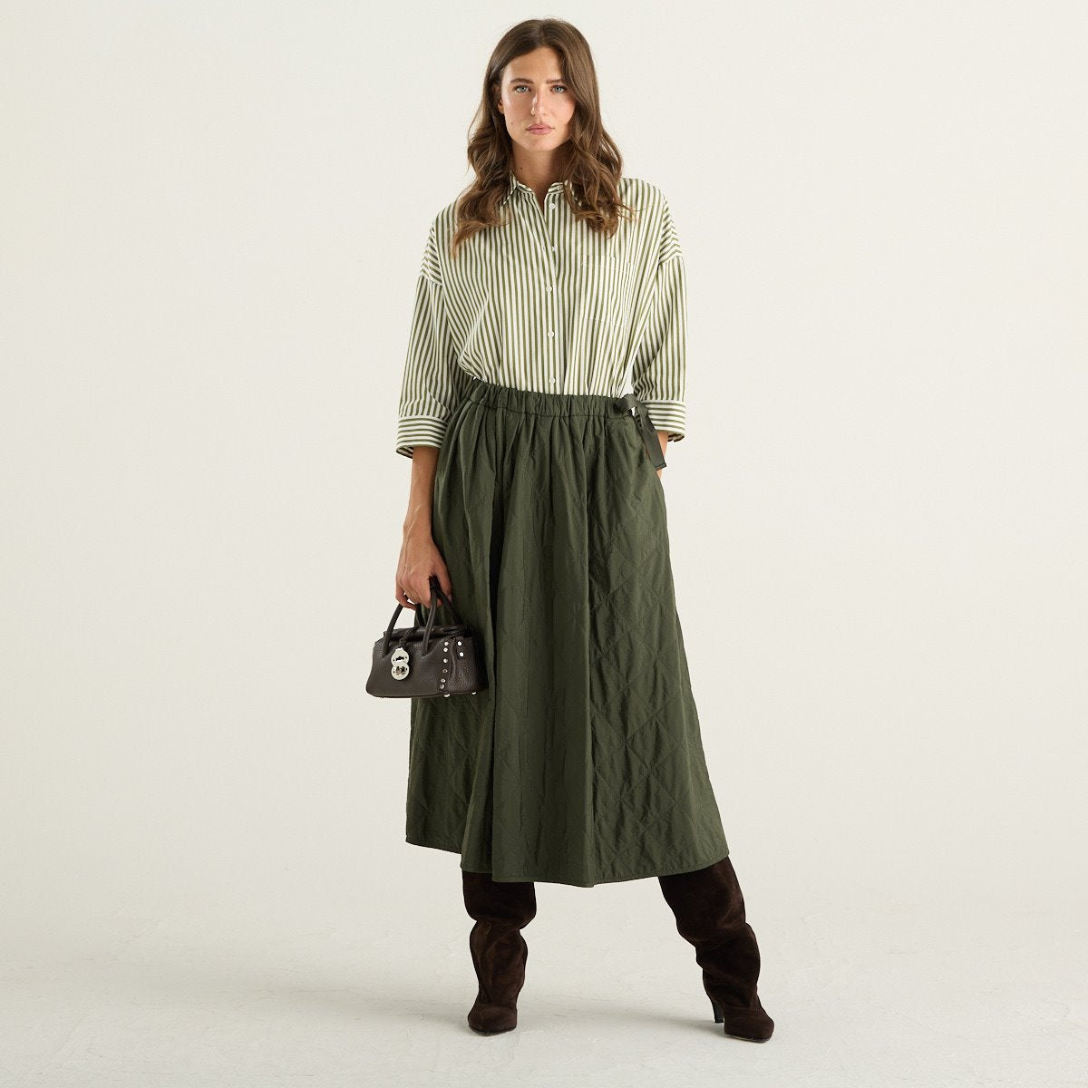 Weekend Max Mara camicia donna Giralda in cotone a righe verdi