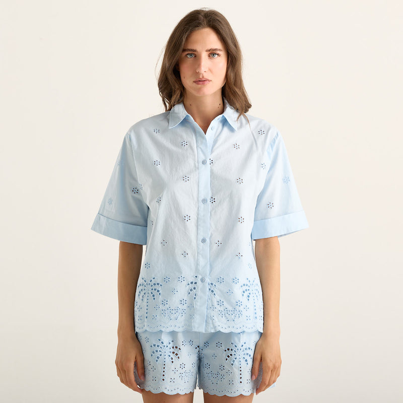 Mc2 Saint Barth camicia manica corta matisse sangallo palms azzurra