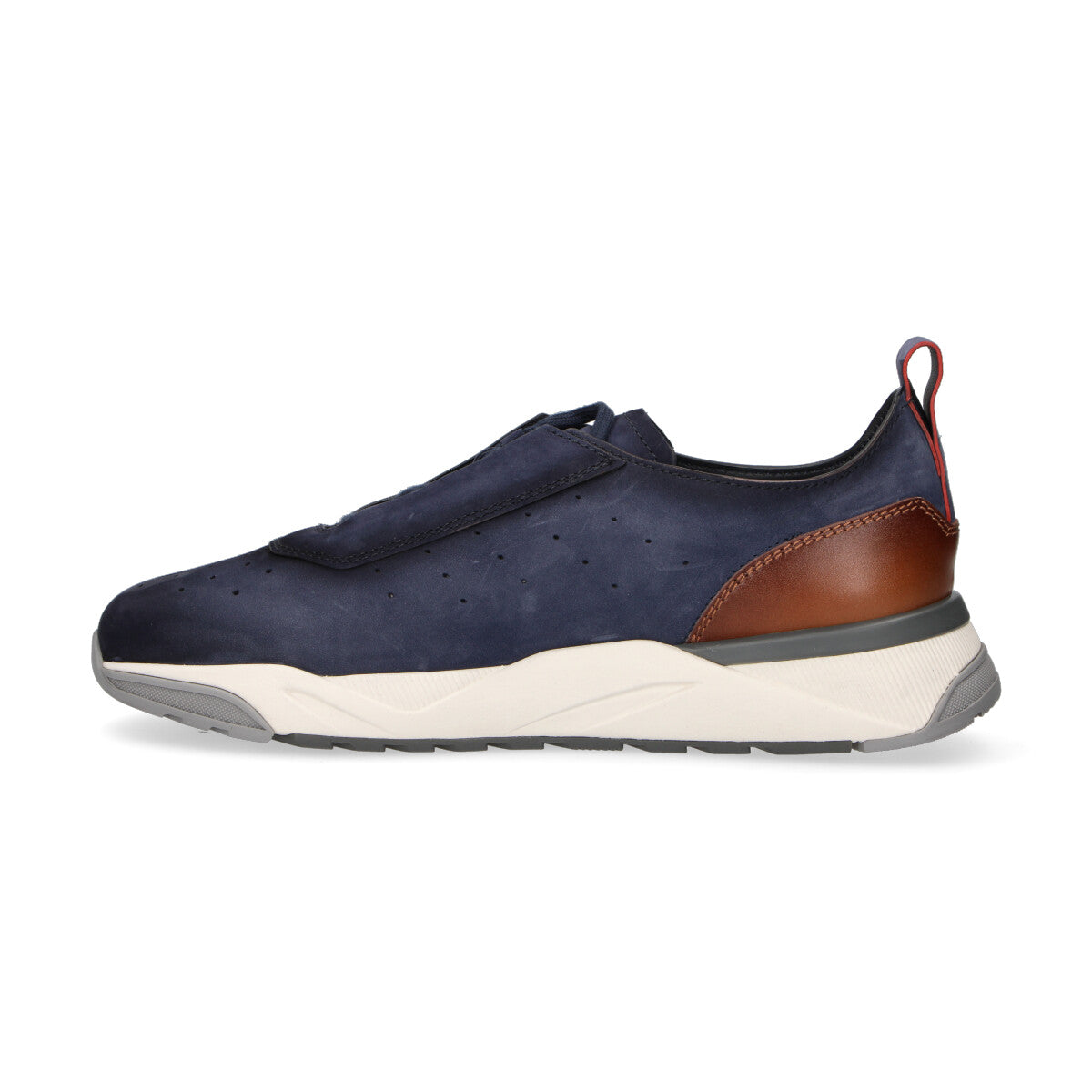 Santoni sneaker traforata in nabuk blue