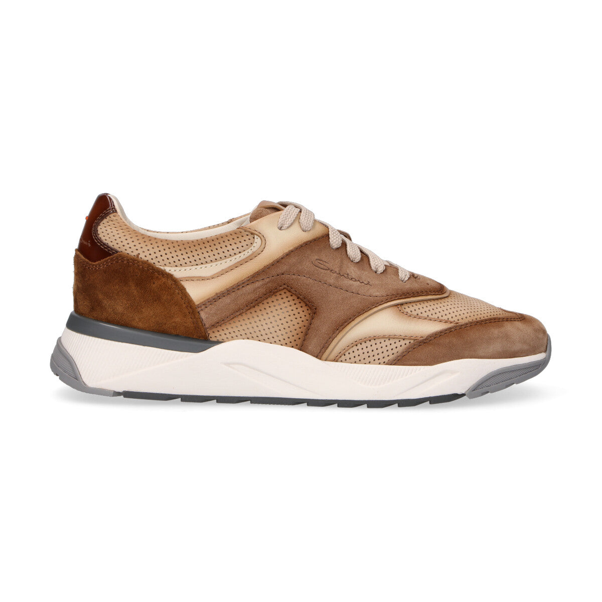 Santoni sneaker in camoscio beige