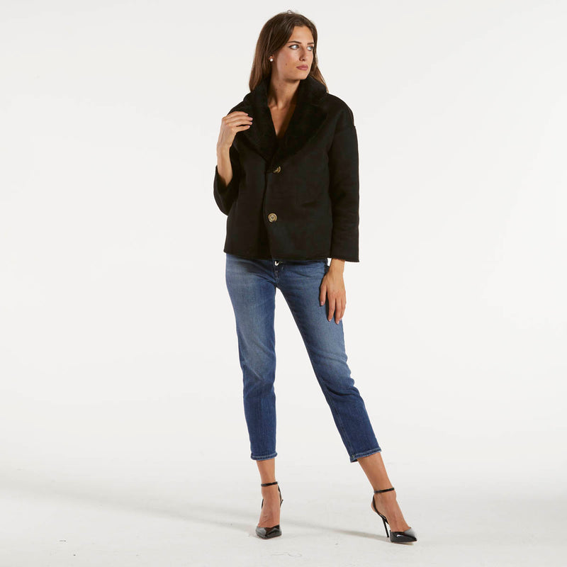 Blanche giacca reversibile in pelliccia nera