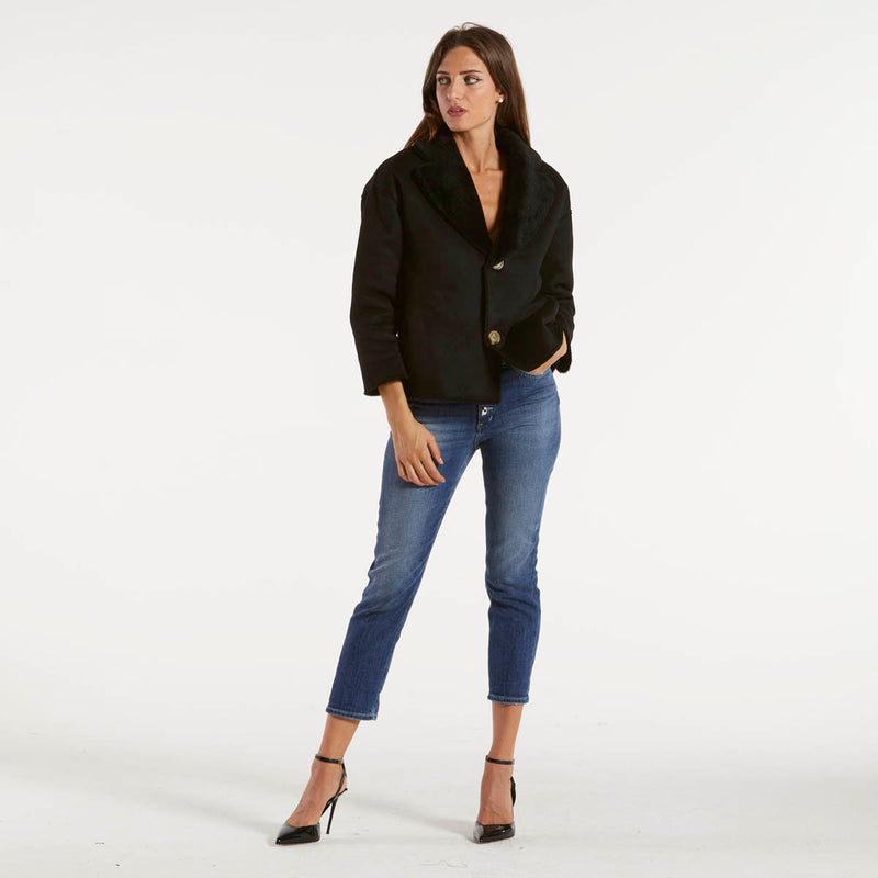 Blanche giacca reversibile in pelliccia nera