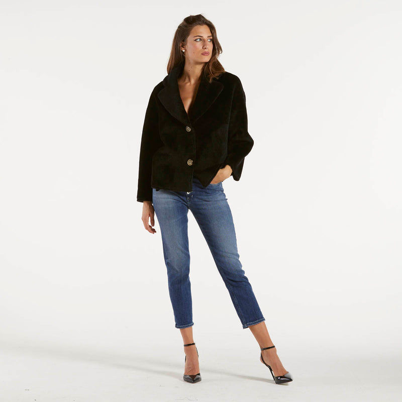 Blanche giacca reversibile in pelliccia nera