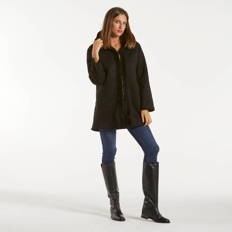 Blanche giaccone reversibile zip e cappuccio nero