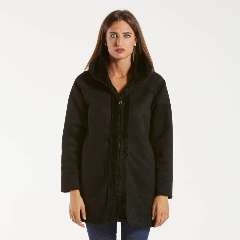 Blanche giaccone reversibile zip e cappuccio nero