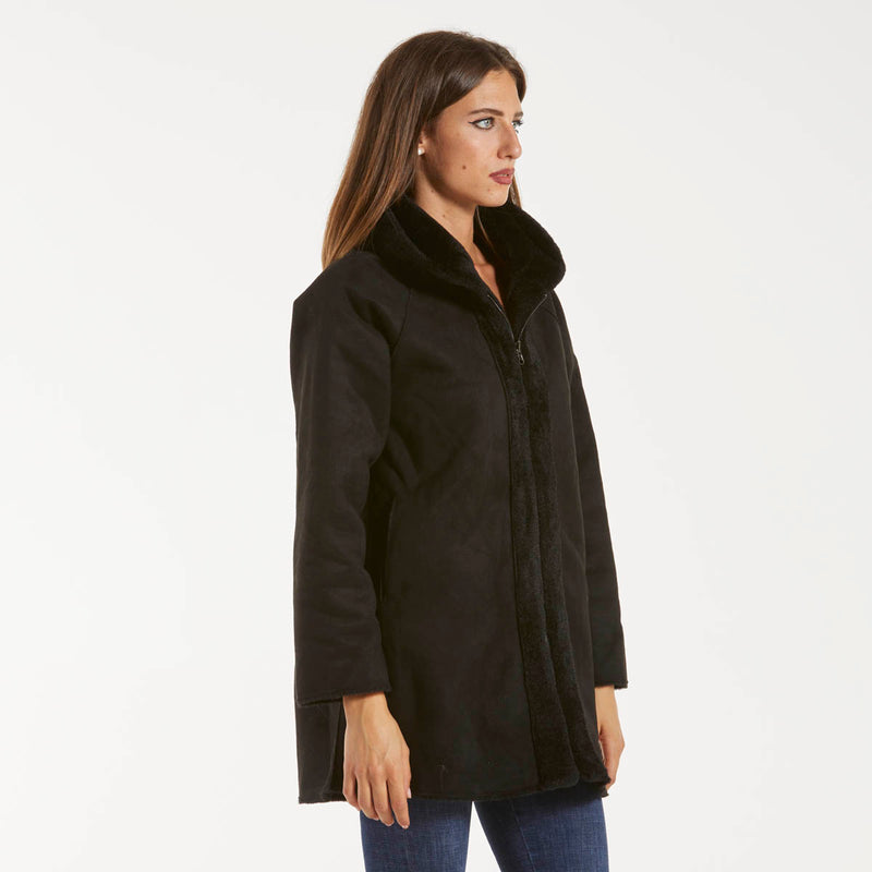 Blanche giaccone reversibile zip e cappuccio nero