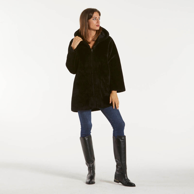 Blanche giaccone reversibile zip e cappuccio nero