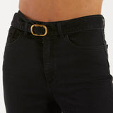 Twinset jeans nero wide leg con cintura