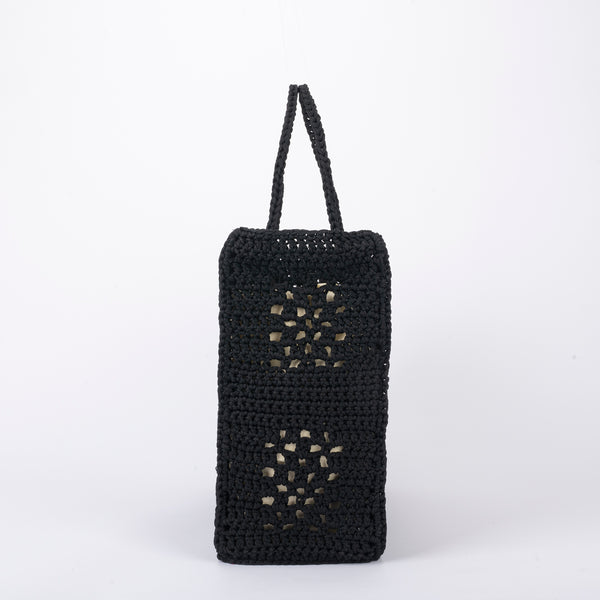 Borsa shopper 'Bohémien' in crochet nera