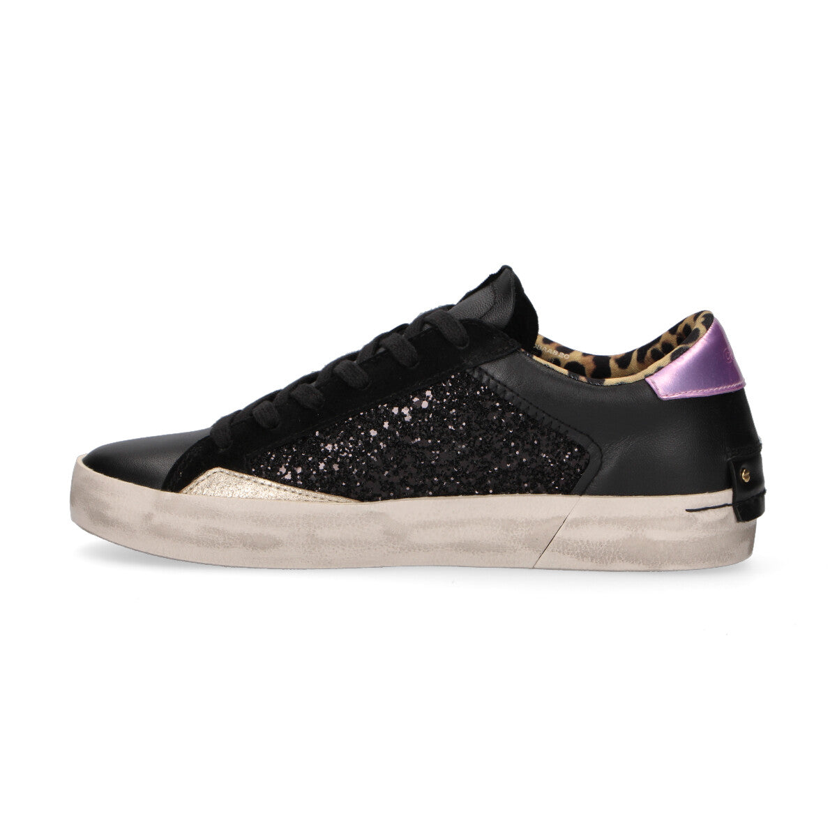 Crime London sneaker Distressed glitter nero