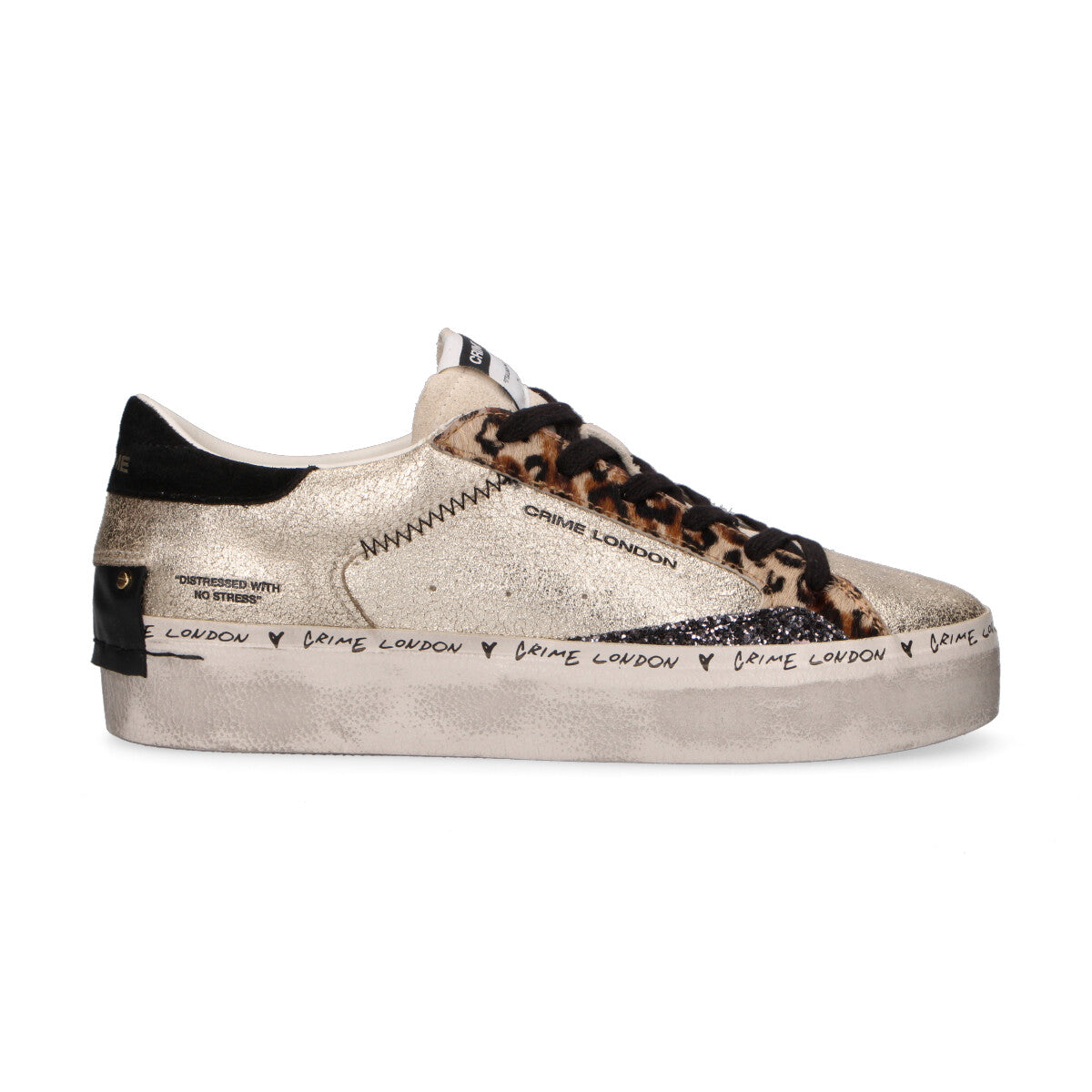 Crime London sneaker Distressed PLA  platino