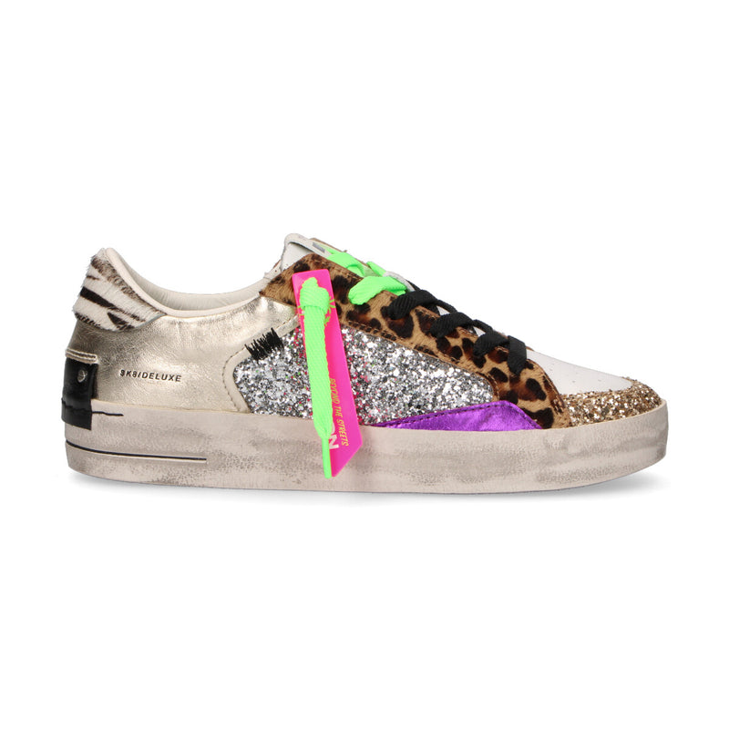 Crime London sneaker SK8 Deluxe animalier glitter
