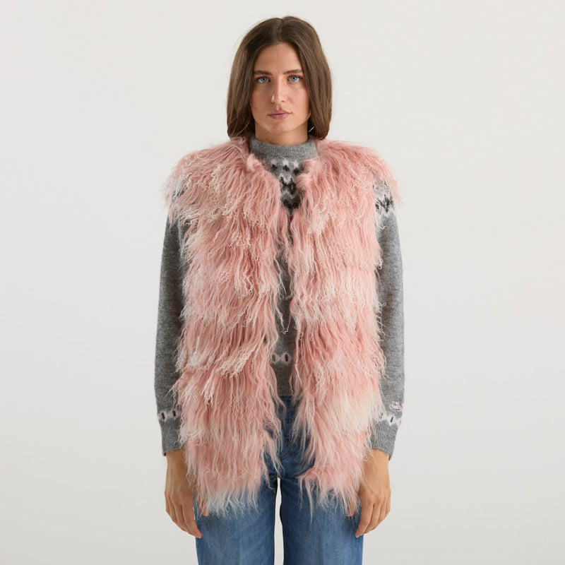 Blanche gilet in pelliccia rosa