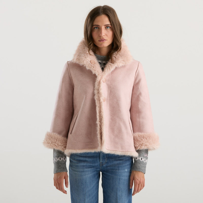 Blanche eco pelliccia corta reversibile rosa