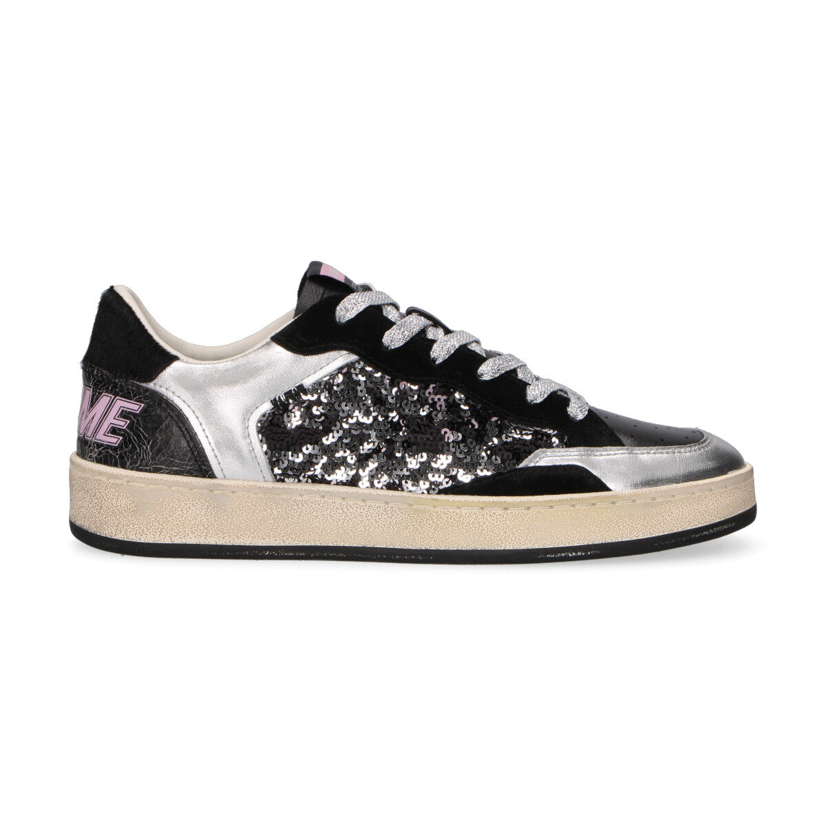 Crime London sneaker Chelsea glitter nero argento