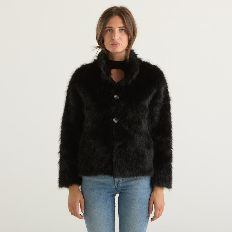 Blanche eco pelliccia corta reversibile nera