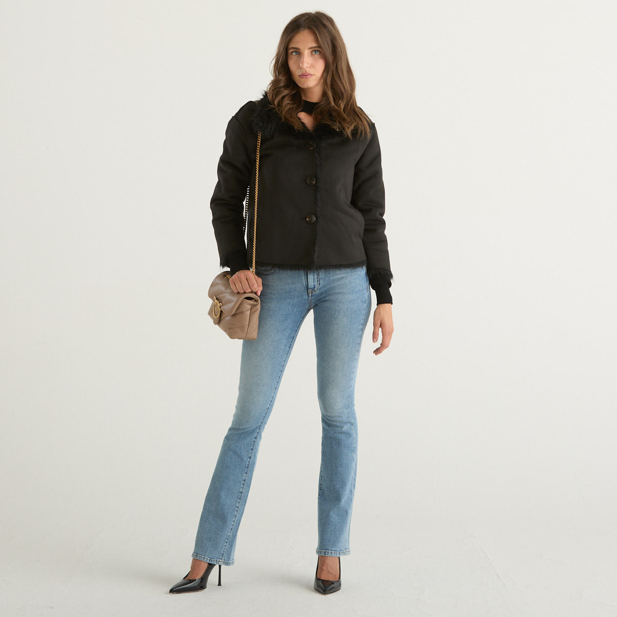 Blanche eco pelliccia corta reversibile nera