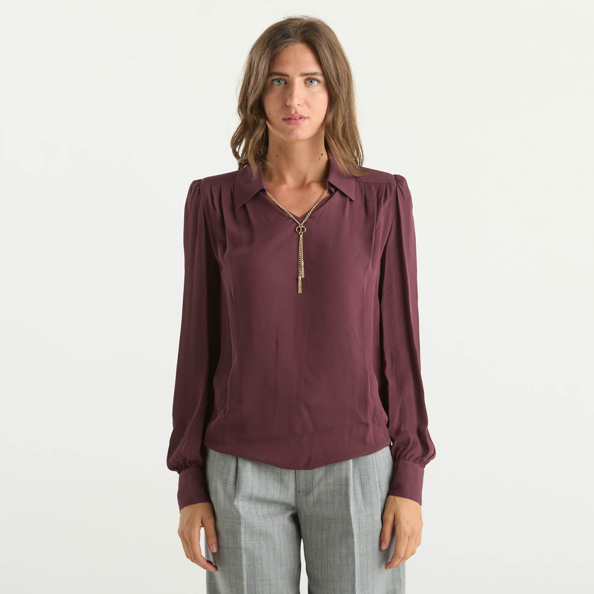 Twinset camicia in tessuto bordeaux