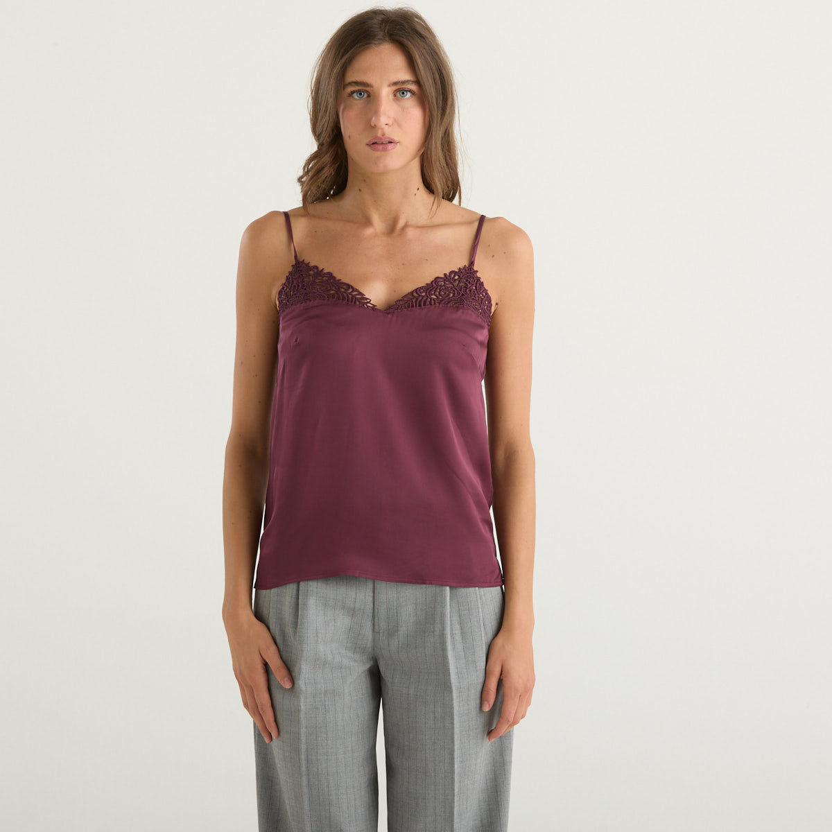 Twinset canotta in tessuto bordeaux