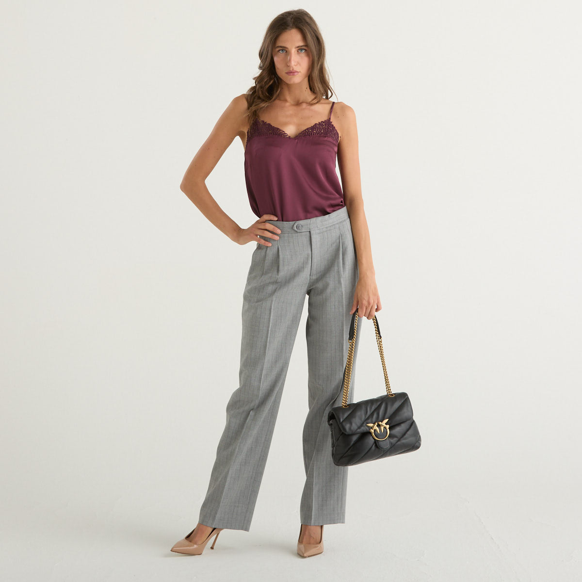 Twinset canotta in tessuto bordeaux