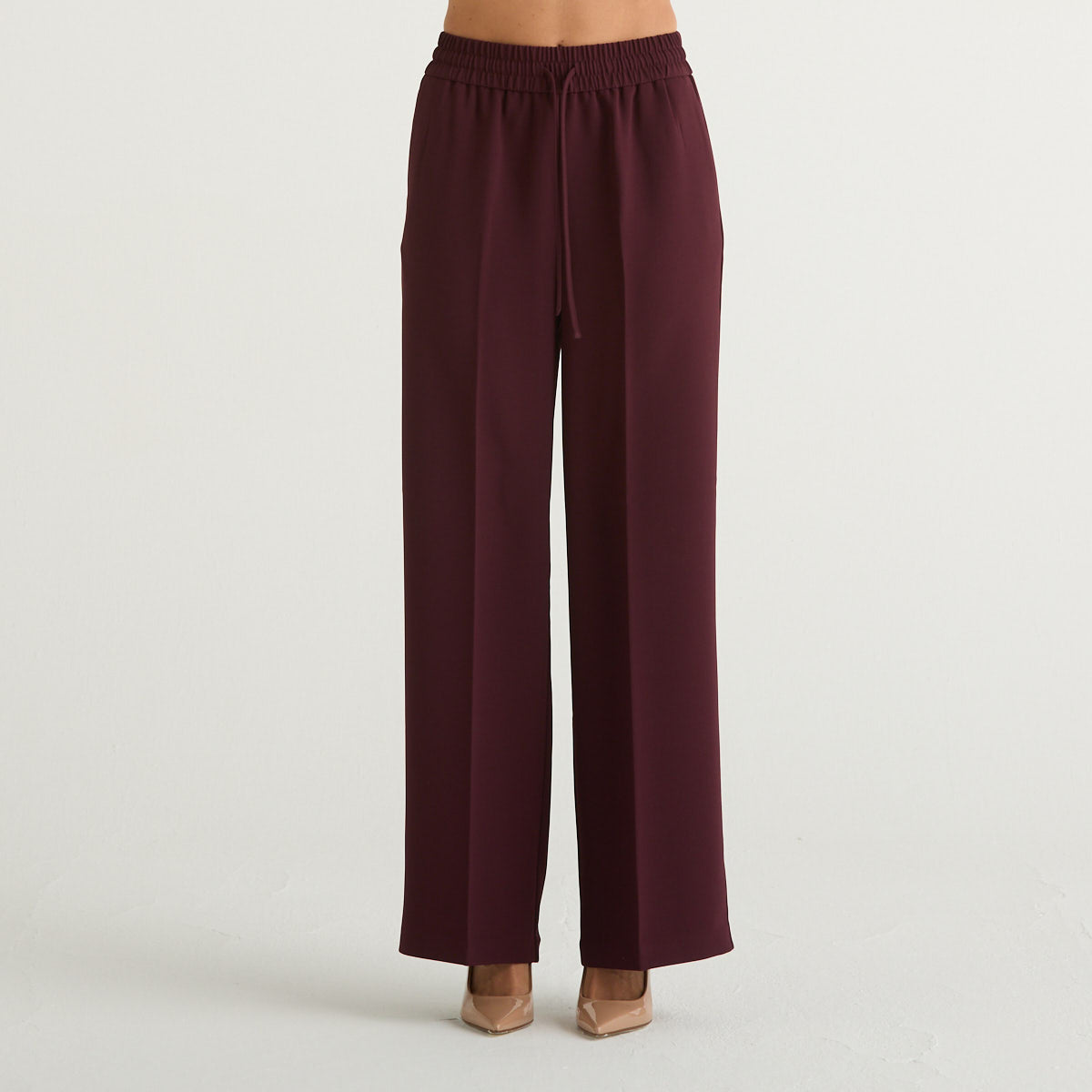 Twinset pantalone a palazzo in tessuto bordeaux