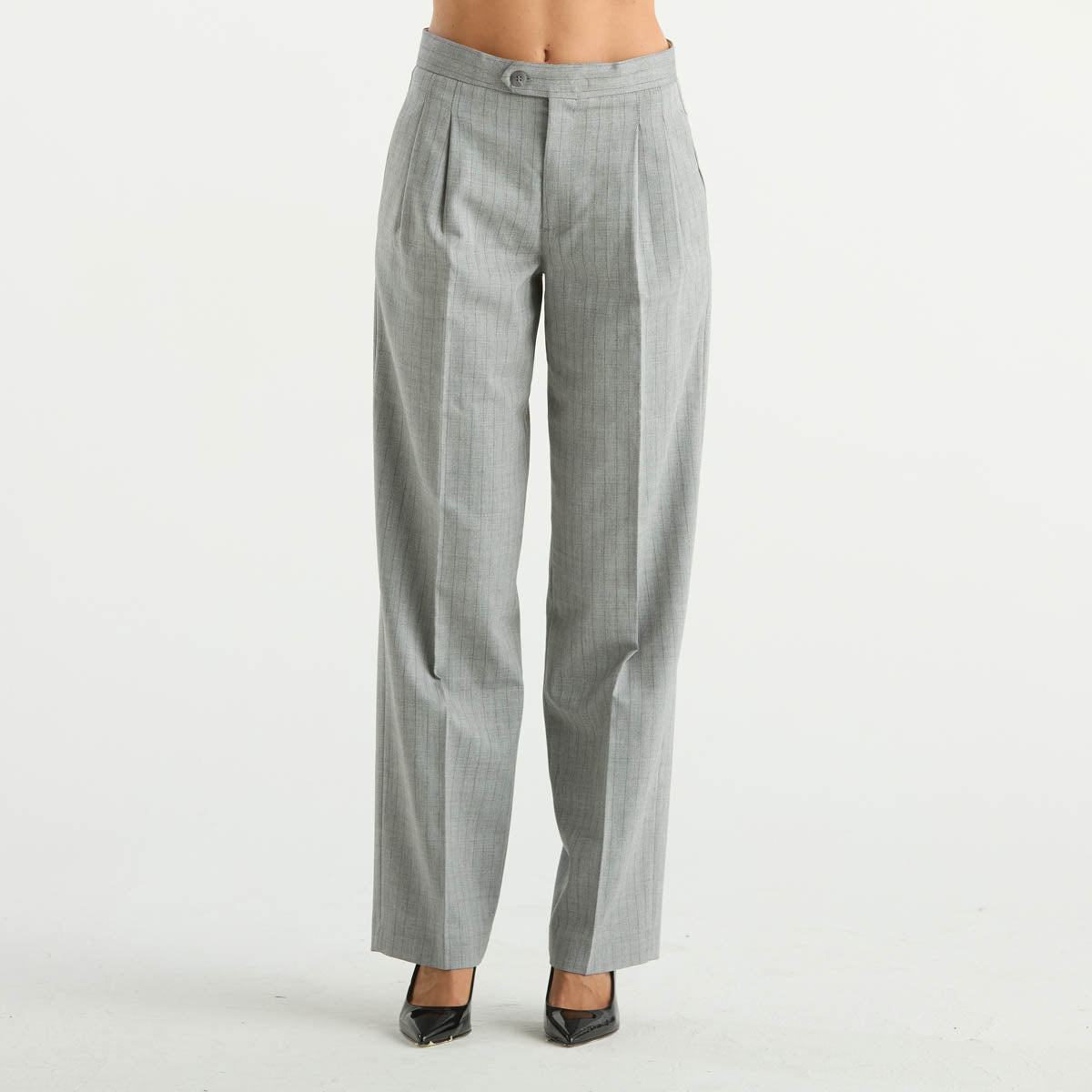 Twinset pantalone in tessuto gessato grigio