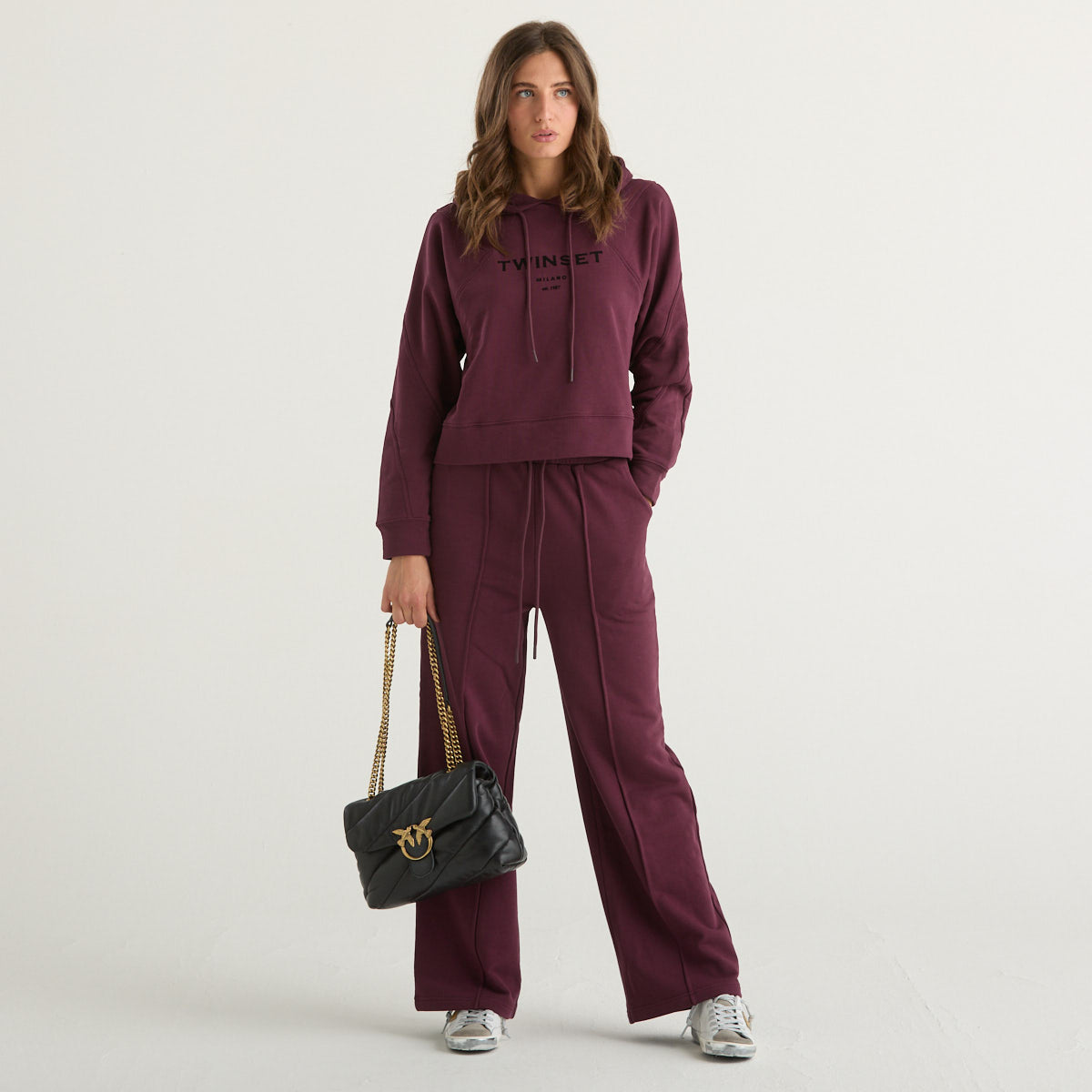 Twinset tuta completa in tessuto bordeaux