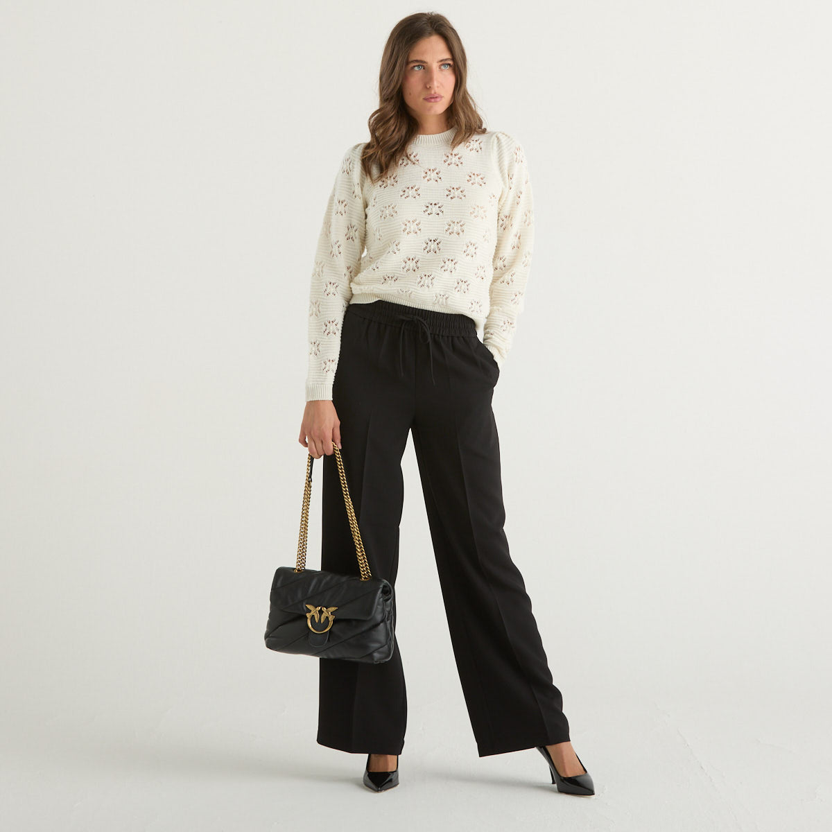 Twinset maglione traforato in tesssuto bianco