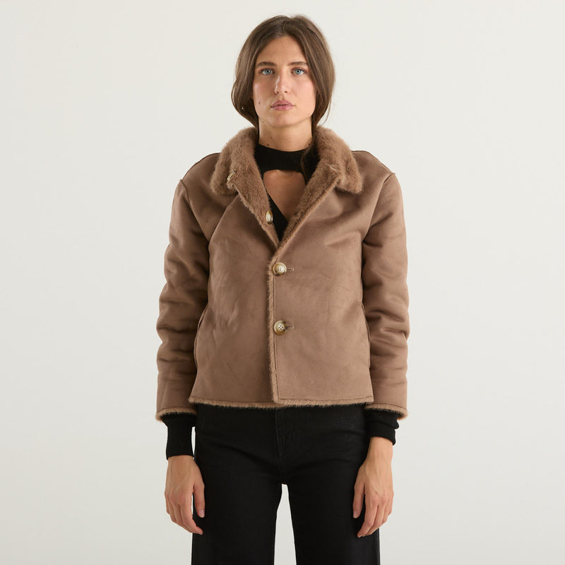 Blanche eco pelliccia corta reversibile marrone