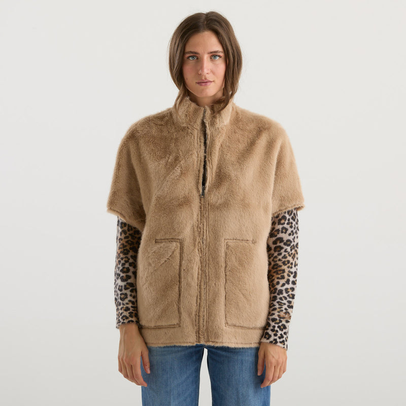 Blanche eco pelliccia smanicata reversibile