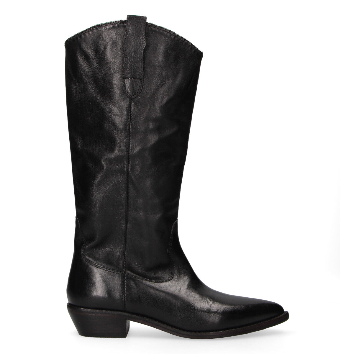 Zolfo stivale texano alto in pelle nera